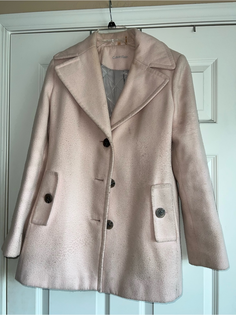 Calvin Klein Pale Pink Wool-Blend Peacoat
